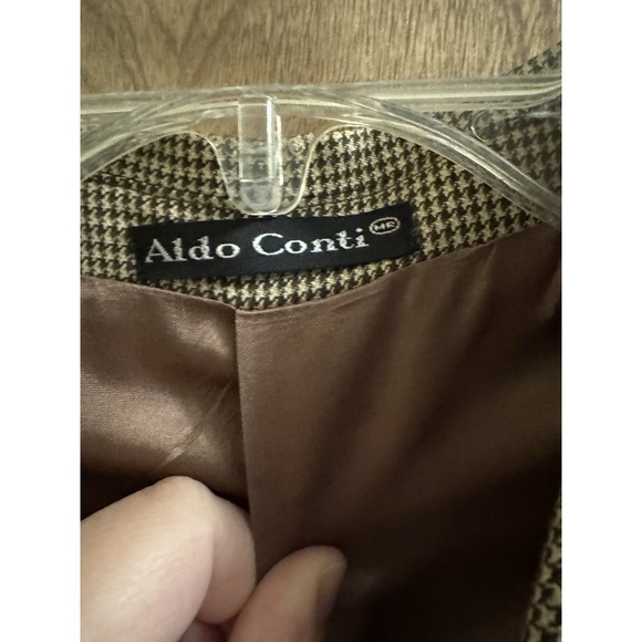 Aldo Conti Mens Italia Wool Herringbone Blazer Jacket Cream Brown 42R Formal - Picture 3 of 15